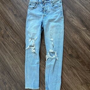 Denim Forum/Aritzia Light Blue Distressed High-Rise Women's Jeans